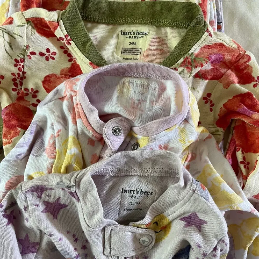 Burts Bees Girls 3 Piece Zip Pajama Bundle Assorted Sizes